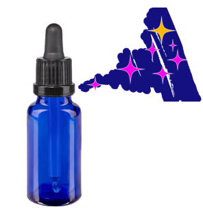 Flacon en verre bleu avec pipette: personnalisable.